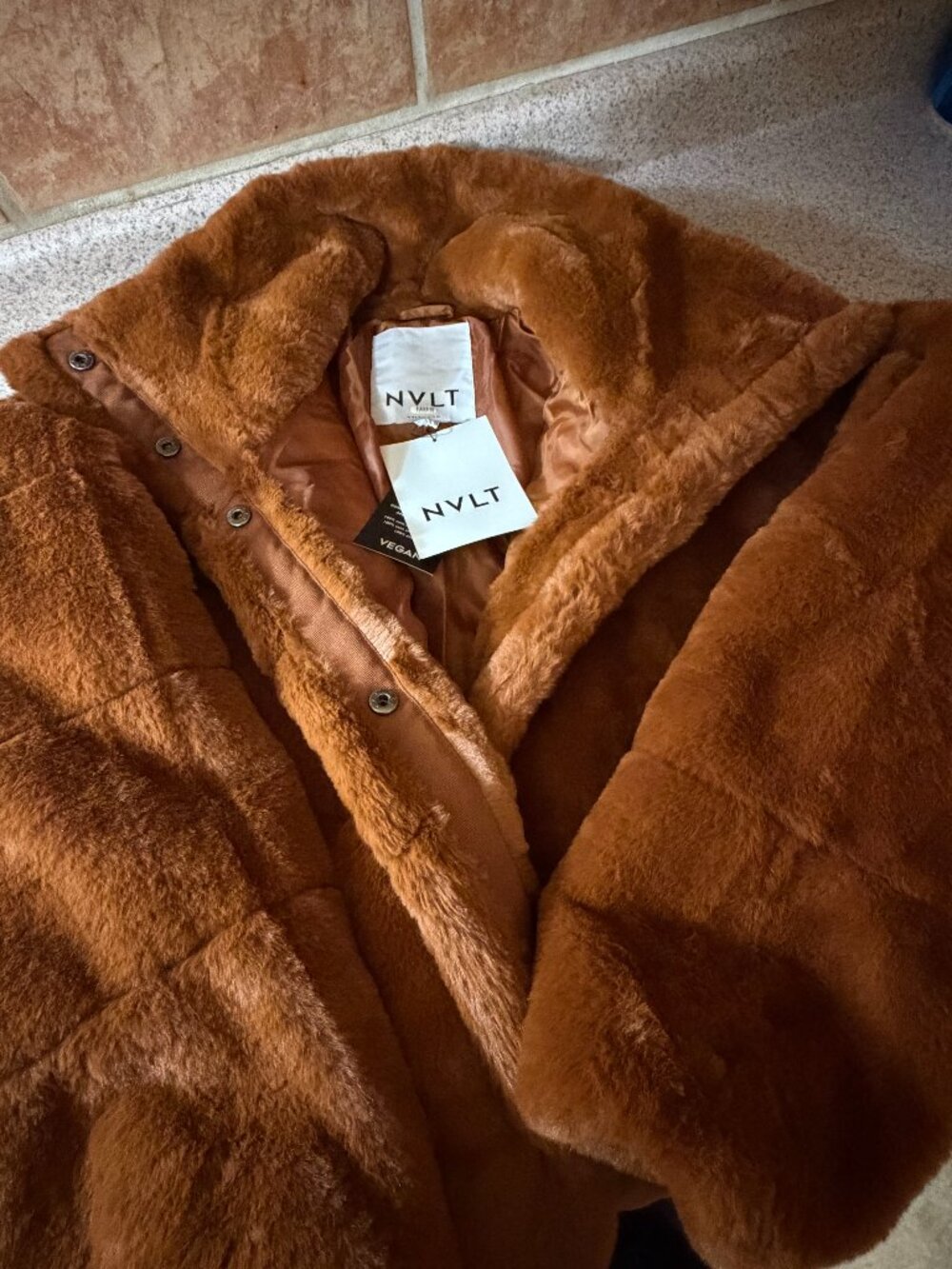New! NVLT Vegan Faux Fur Coat - Size Large